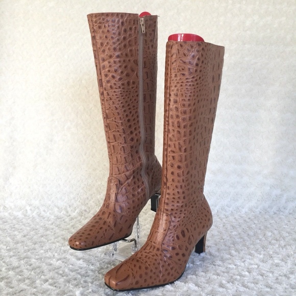 croc pattern boots